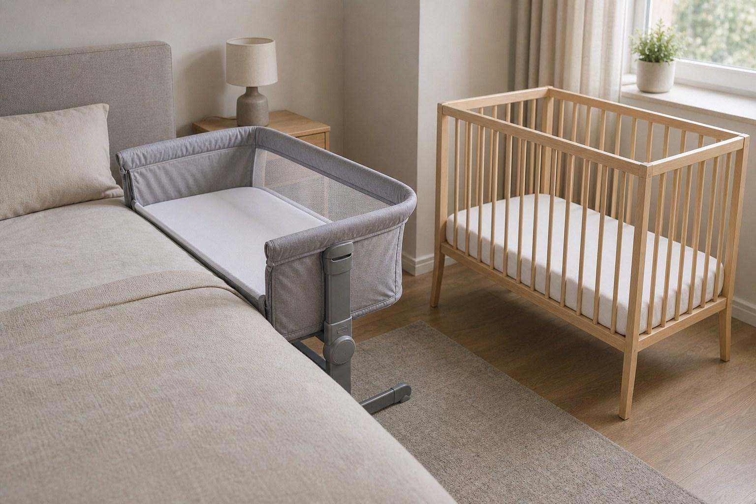 Beistellbett am Elternbett und separates Babybett als Schlafplatz-Vergleich