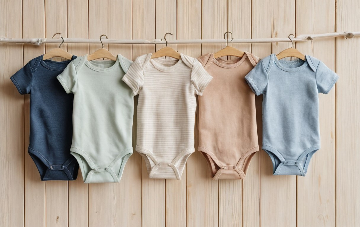 Gefaltete Baby-Bodys und Strampler in Größe 56