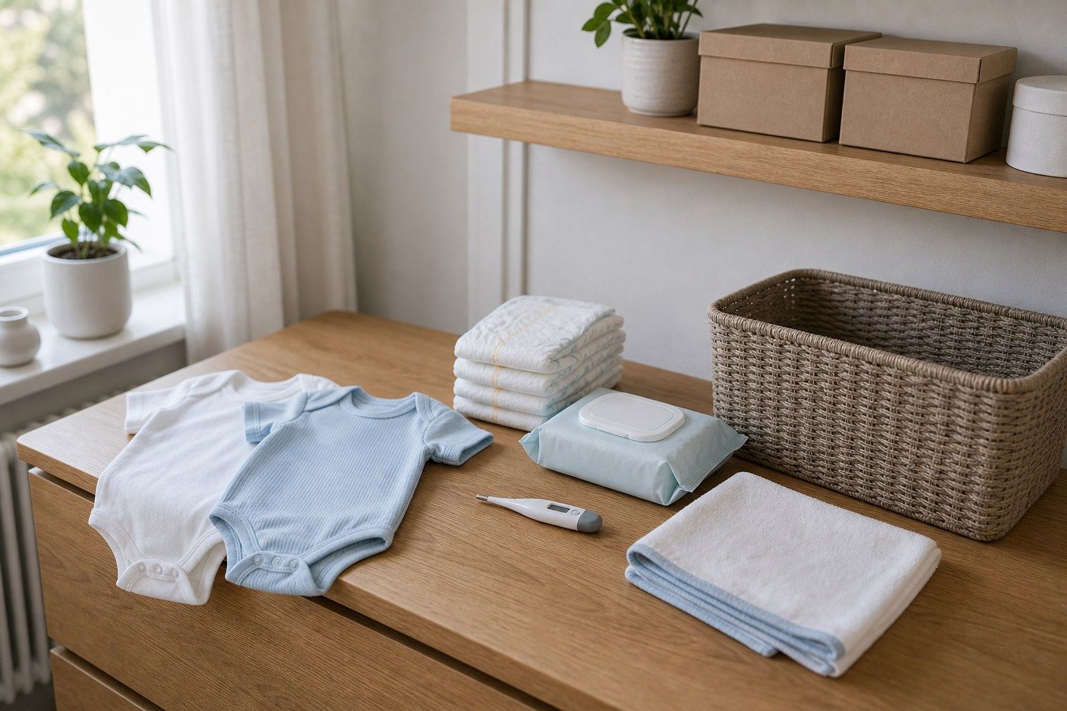 Minimalistische Baby-Ecke mit wenigen sinnvollen Startprodukten