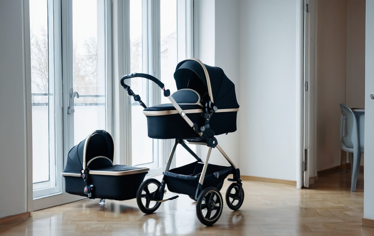 Kinderwagen mit Liegefunktion und Babytrage